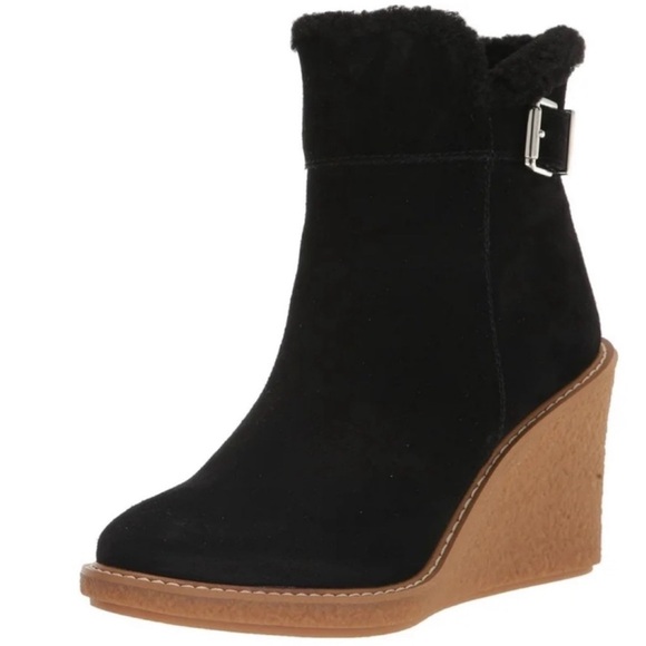 🌸SANTO FRANCO🌸 Ulayna Black Suede Ankle Wedge Boot Size: 8.5 - Picture 2 of 14